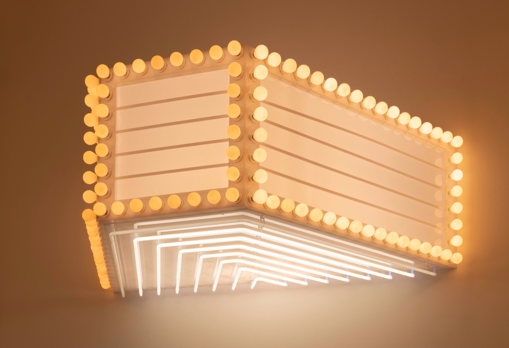Philippe Parreno Marquee2022 Opalescent PMMA, light bulbs and neons, dmx controller 57.9 x 165 x 113.8 cm 22 3/4 x...