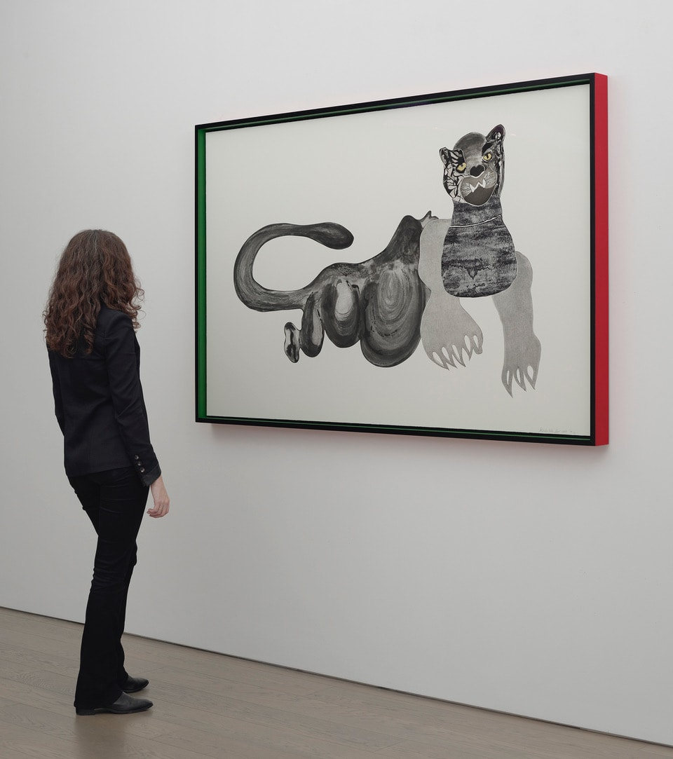 Tschabalala Self Black Panther2022 Etching with gold leaf and artist designed frame Unframed: 111.8 x 172.7 cm 44 x 68...