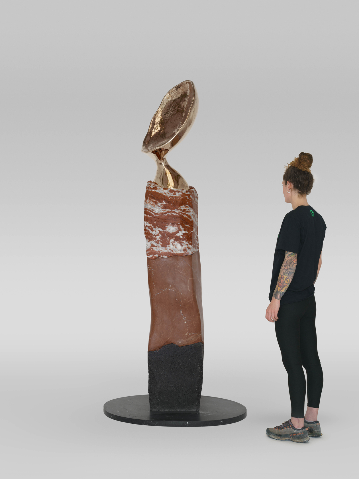 Lina Iris Viktor Diviner V / The Grail2023 Bronze, rouge france, rouge collemandina, volcanic stone, black marquina 213 x 95...