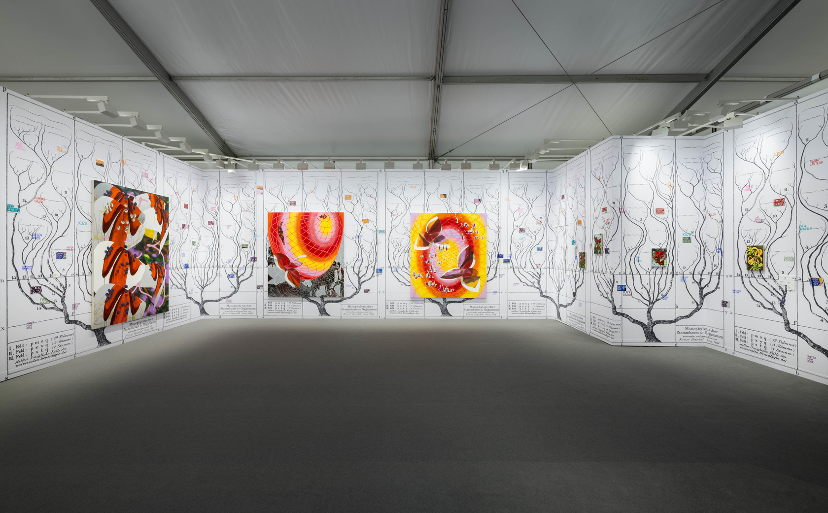 Rirkrit Tiravanija untitled 2023 (invasives)2023 Omni wallpaper, mirror-polished stainless steel, paint Dimensions variable