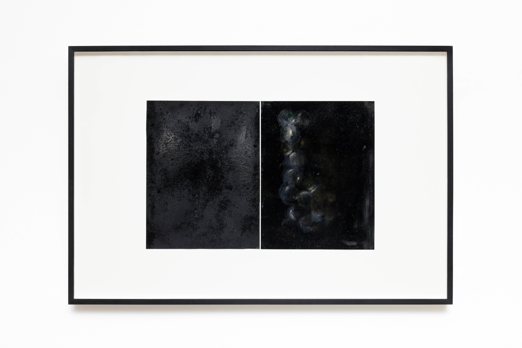 Philippe Parreno 100 Questions, 50 Lies (A Recital of True Events)2023 Left: Ink and pigment on paper Right: Oil on...