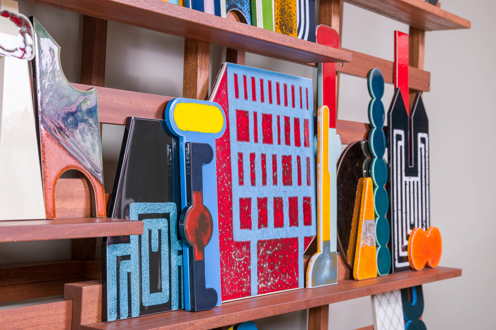 Lubna Chowdhary Serial Structures2023 Ceramic and Sapele wood 265 x 180 x 42 cm 104.38 x 70.88 x 16.5 in