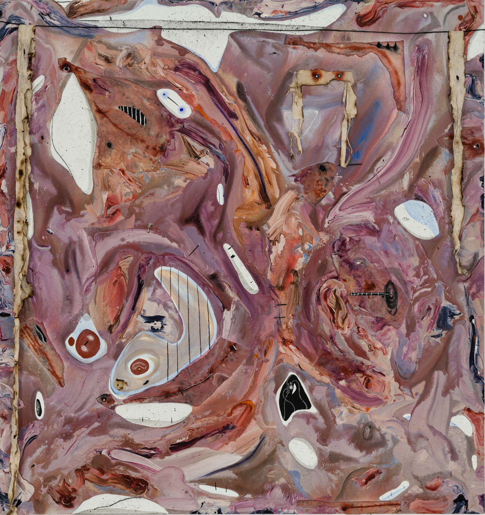 Manuel Mathieu In the heart of the revolution I2025 Acrylic, oil pastel, wire, fabric, chalk and charcoal, ink, dust, paper...