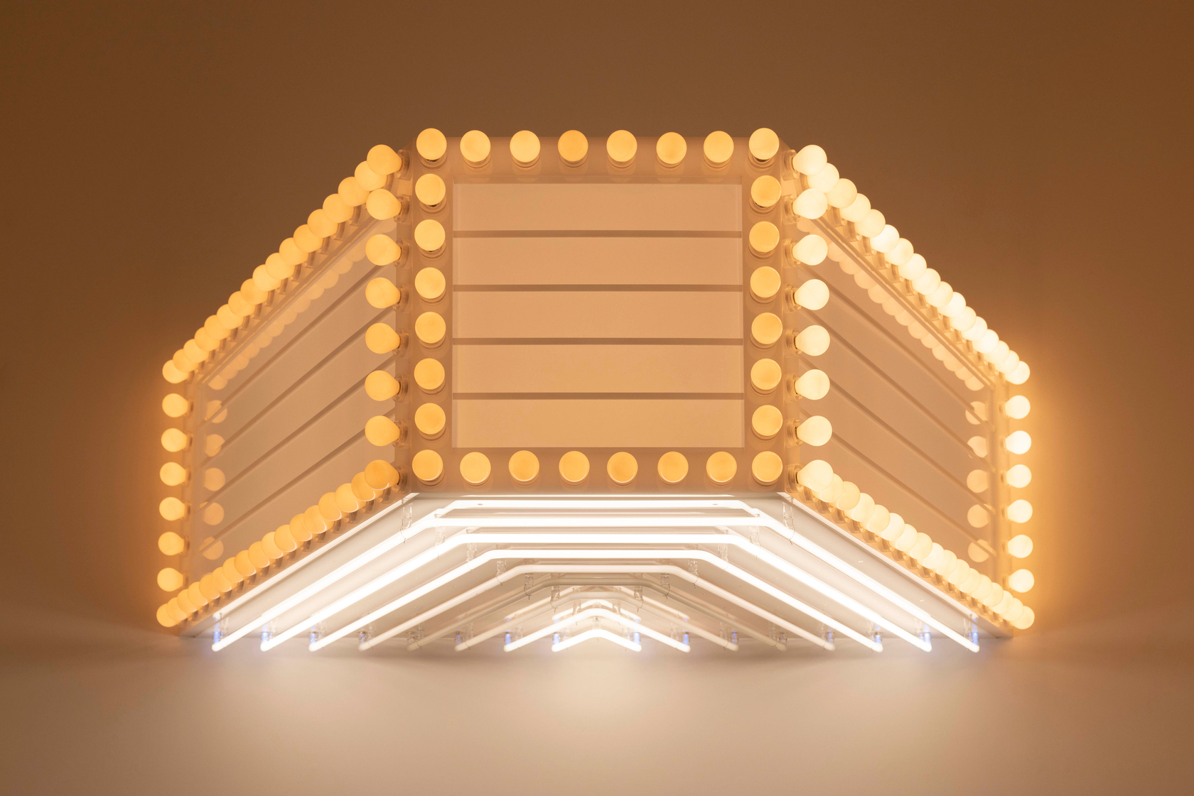 Philippe Parreno Marquee2022 Opalescent PMMA, light bulbs and neons, dmx controller 57.9 x 165 x 113.8 cm 22 3/4 x...