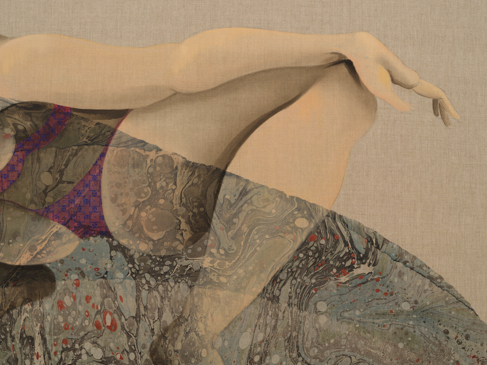 Hayv Kahraman Collecting Tears2024 Oil and acrylic on linen 203.2 x 203.2 cm 80 x 80 in