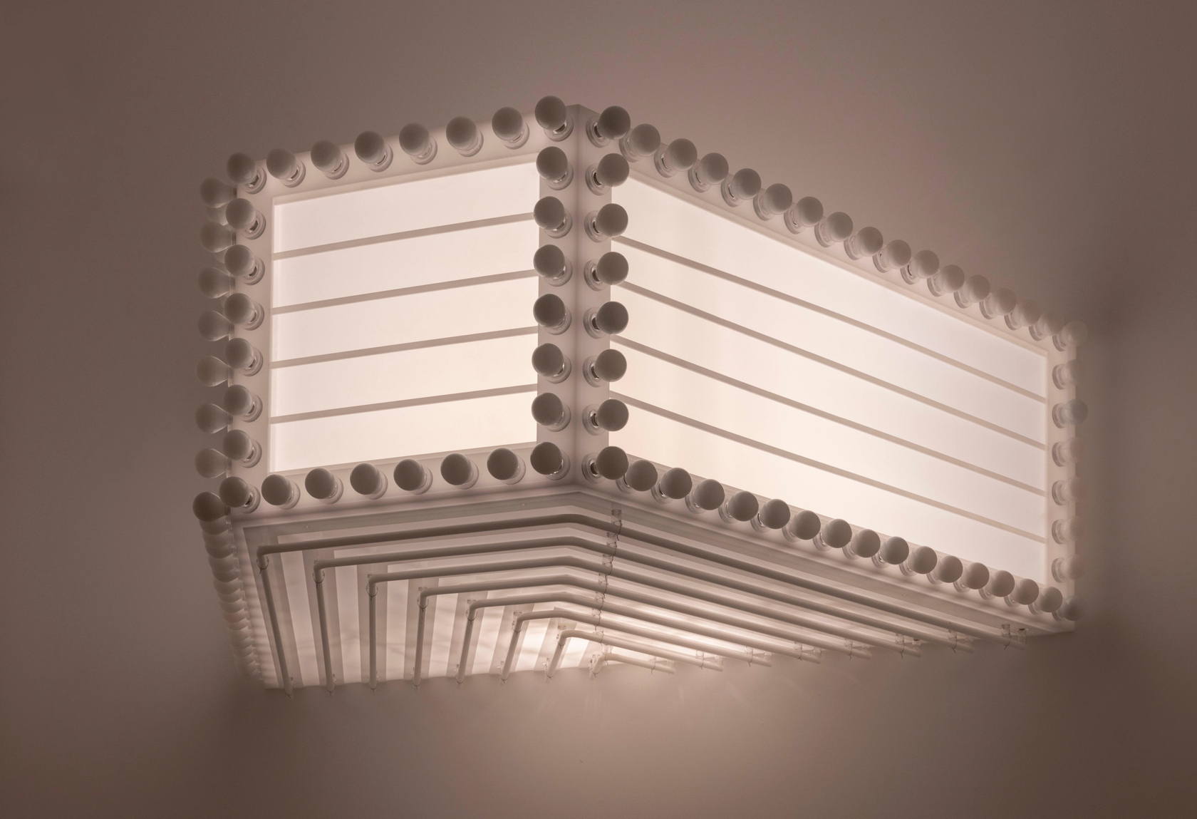 Philippe Parreno Marquee2022 Opalescent PMMA, light bulbs and neons, dmx controller 57.9 x 165 x 113.8 cm 22 3/4 x...