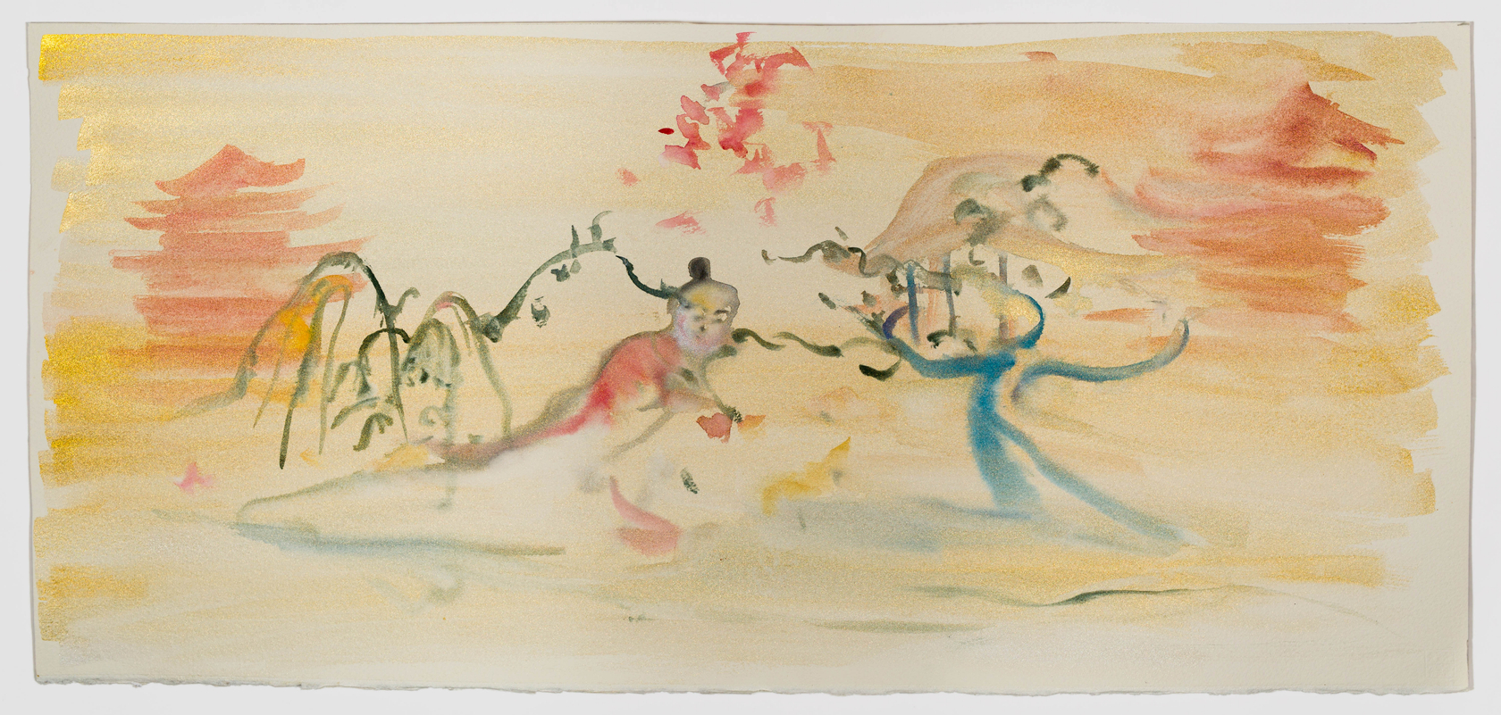 Sophie von Hellermann Peach Blossoms in the Sky2021 Watercolour on paper 33.5 x 72 cm 13 1/4 x 28 3/8...