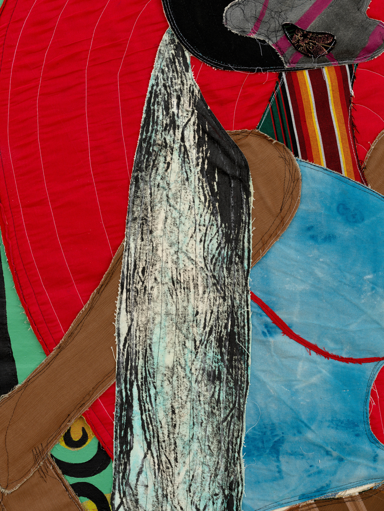 Tschabalala Self Spiral2024 Fabric, dye, thread, acrylic paint and oil paint on linen 182.9 x 213.4 cm 72 x 84...