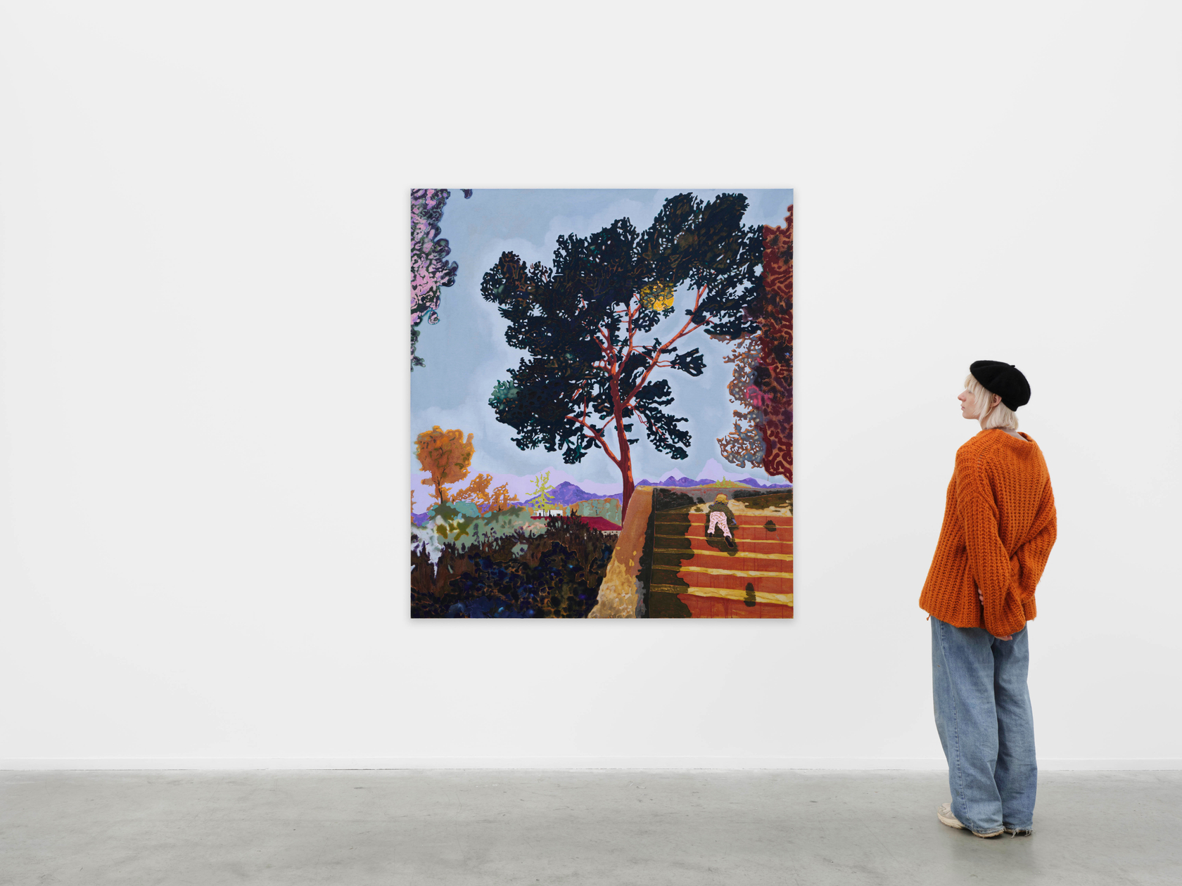 Pierre Knop Climbing the Stairs2024 Oil, ink and oil pastel on canvas 180 x 160 cm 70 7/8 x 63...