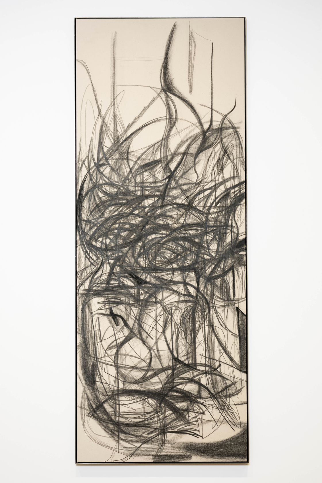 Peppi Bottrop ML.V2024 Graphite, charcoal and acrylic medium (Firnis) on canvas 210 x 80 cm 82 5/8 x 31 1/2...