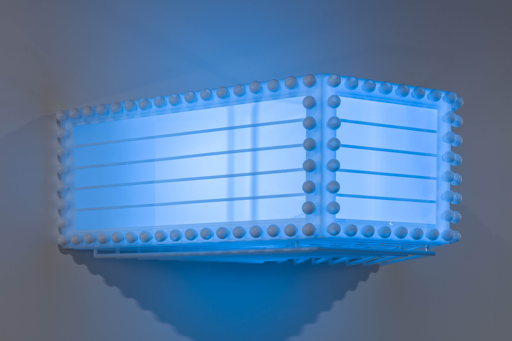 Philippe Parreno Marquee2021 Opalescent PMMA, opalescent glass, LED lights 57.6 x 163 x 109 cm 22 5/8 x 64 1/8...