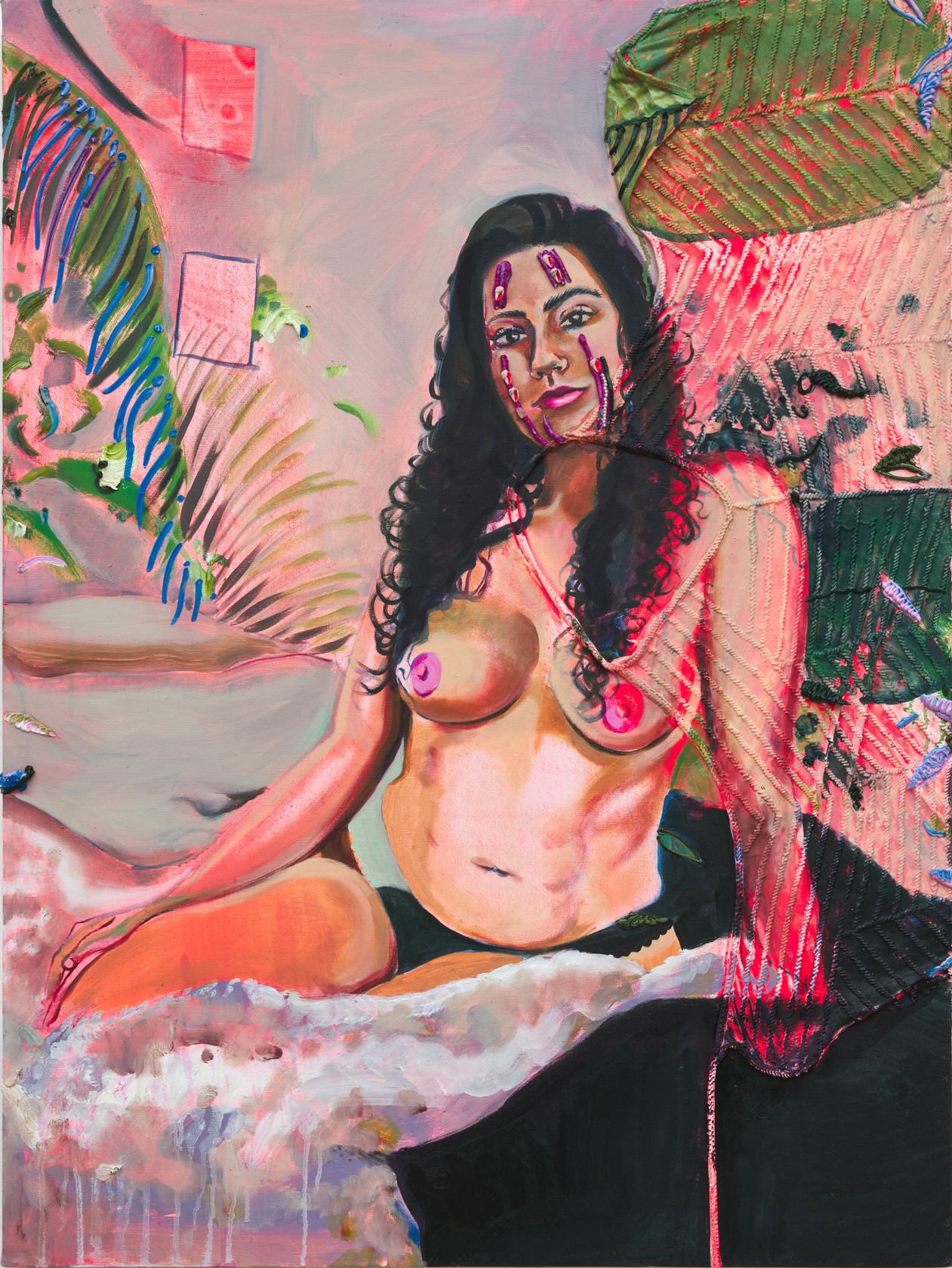 Gisela McDaniel Never ending journey2023 Oil on canvas, found object, sound 109.2 x 83.8 x 7.6 cm 43 x 33...