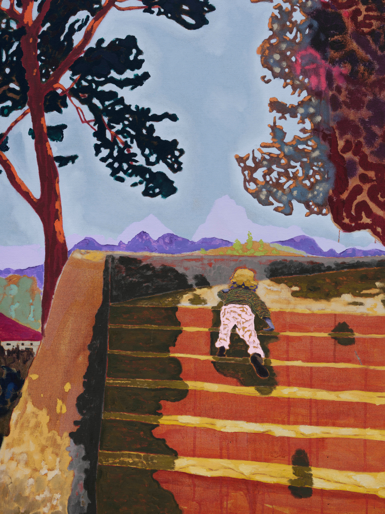 Pierre Knop Climbing the Stairs2024 Oil, ink and oil pastel on canvas 180 x 160 cm 70 7/8 x 63...