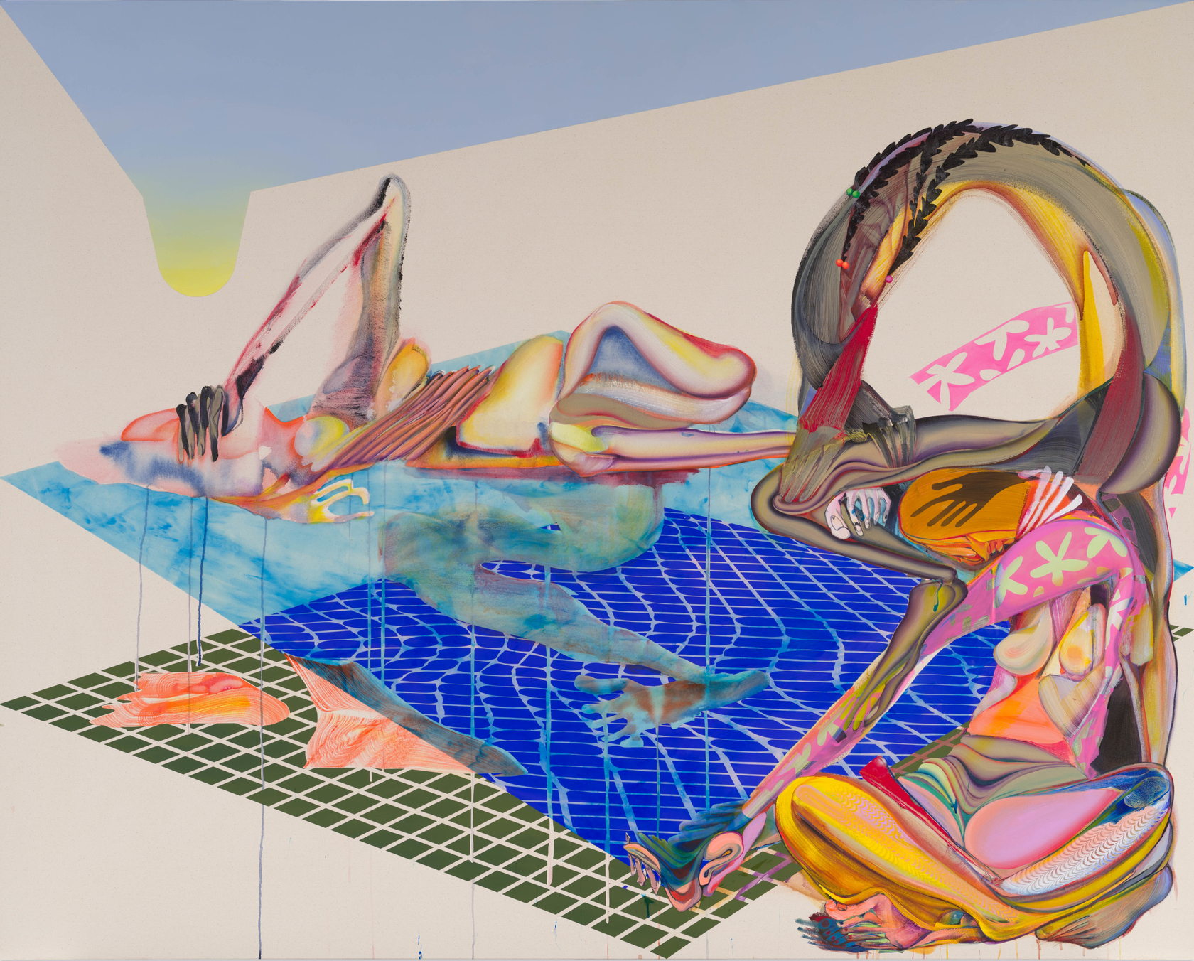 Christina Quarles Too Hot To Hoot2023 Acrylic on canvas 195.6 x 244.2 x 5.1 cm 77 x 96 1/8 x...