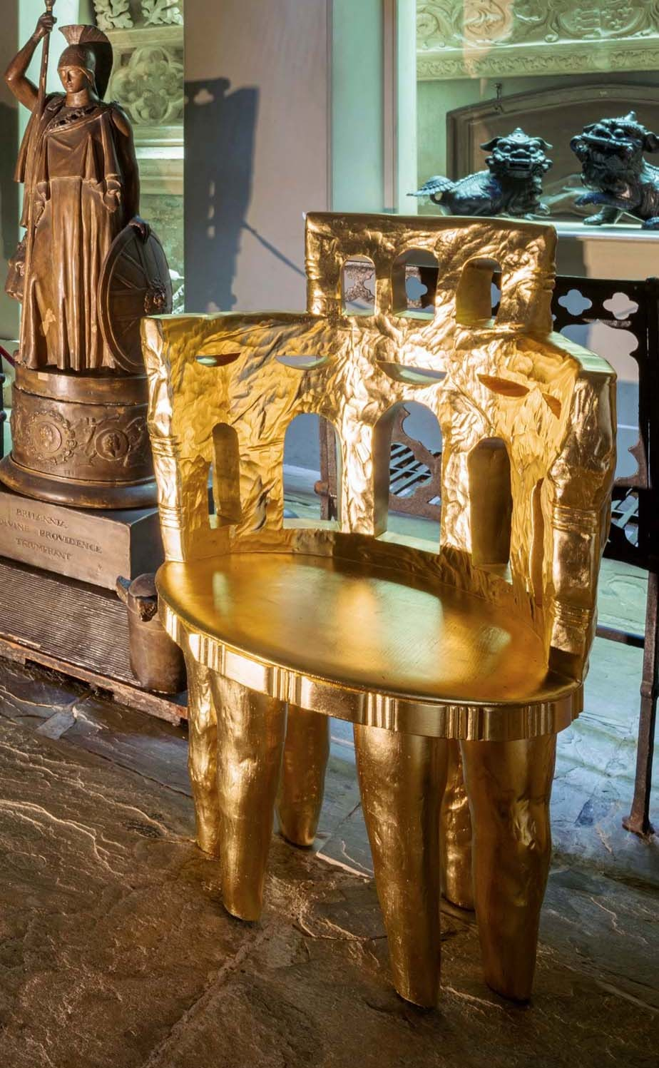 Lina Iris Viktor Ritual Throne II2024 Gold gilded oak 101 x 59.4 x 51.5 cm 39 3/4 x 23 3/8...