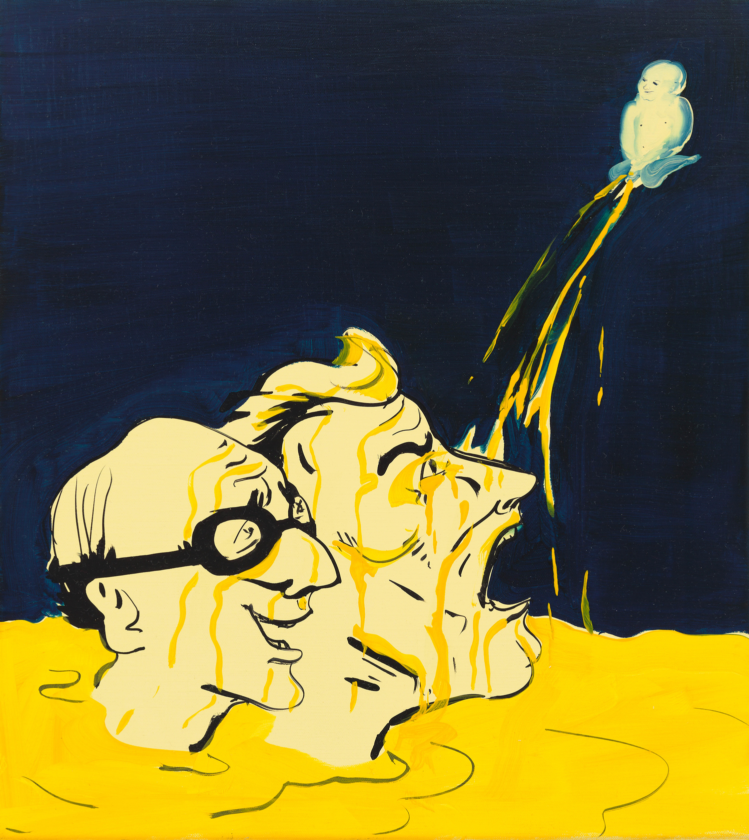 Tala Madani, Cupid piss with goggles, 2011