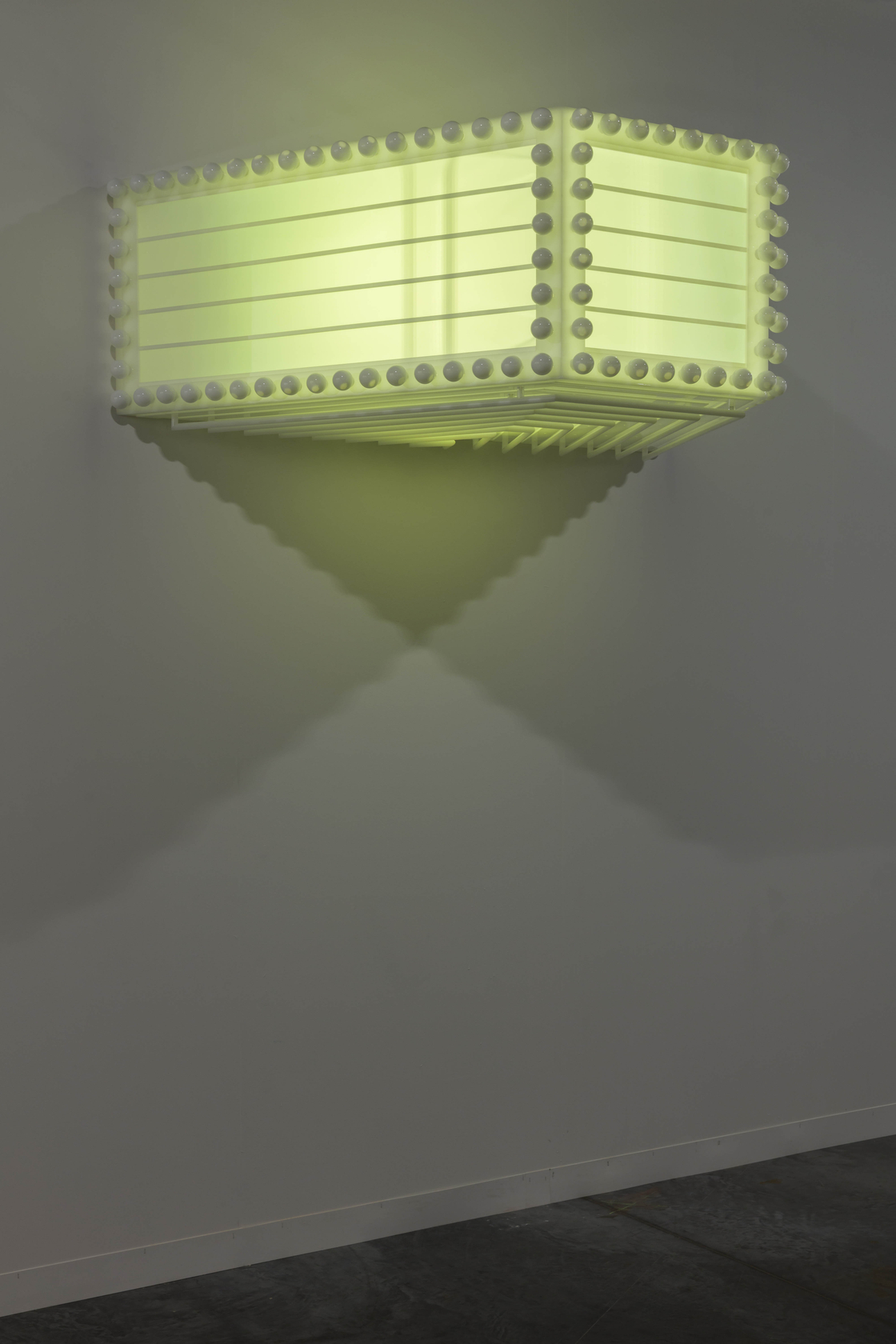 Philippe Parreno Marquee2021 Opalescent PMMA, opalescent glass, LED lights 57.6 x 163 x 109 cm 22 5/8 x 64 1/8...