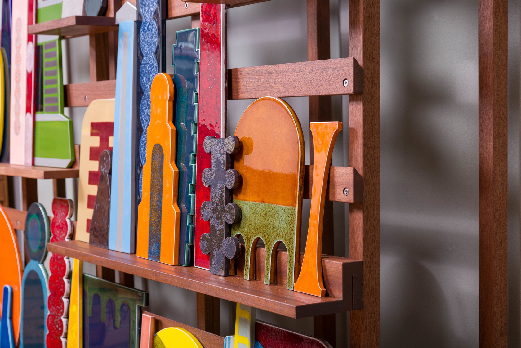 Lubna Chowdhary Serial Structures2023 Ceramic and Sapele wood 265 x 180 x 42 cm 104.38 x 70.88 x 16.5 in