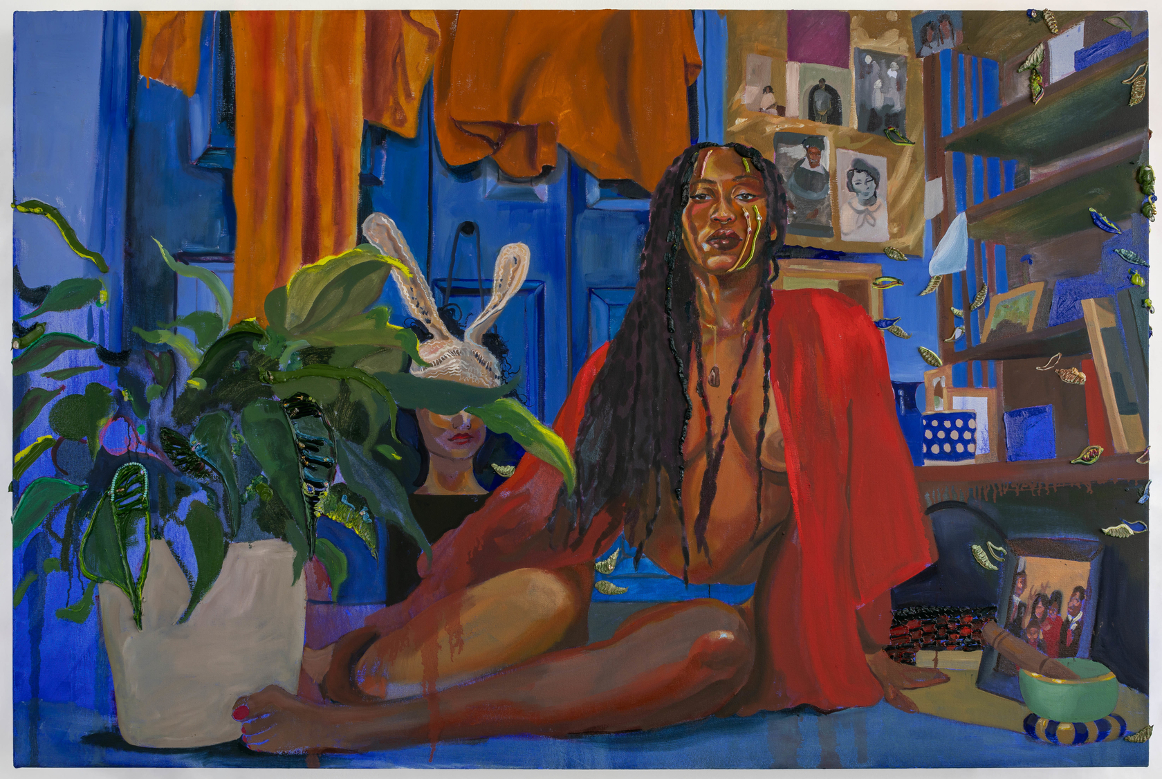 Gisela McDaniel Find my voice again2022 Oil on canvas, found objects, sound 101.6 x 152.4 cm 40 x 60 in