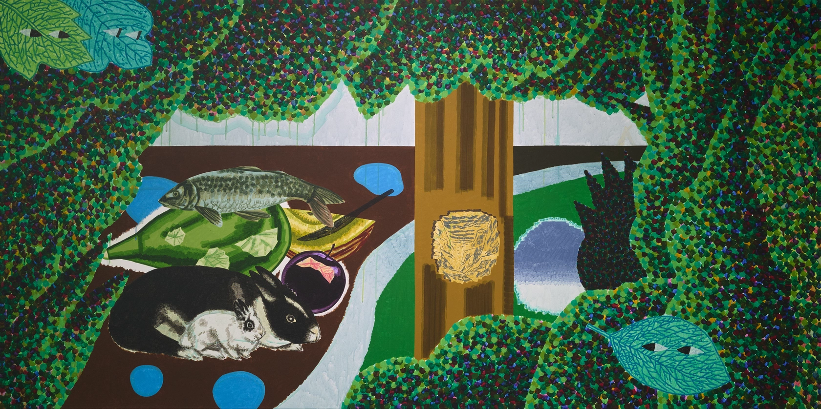 Hyunsun Jeon, Leaves, Rabbits, and a River, 2025