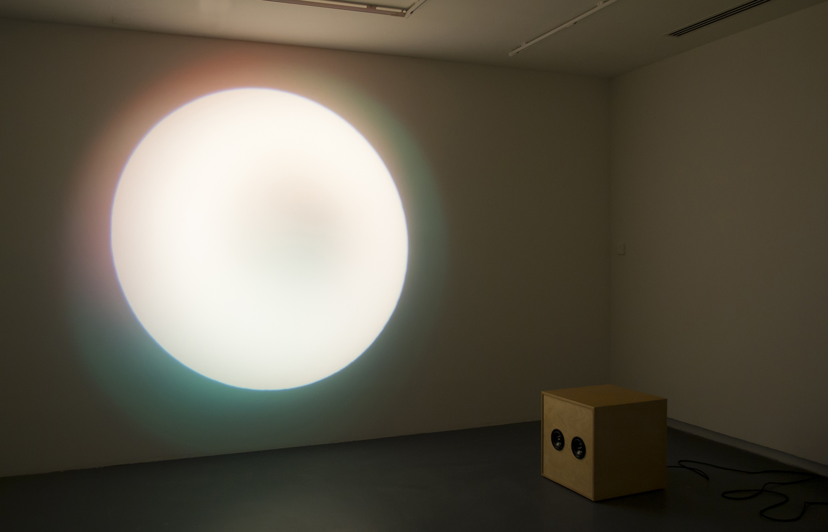Spotlight With Video Games Sound Box, 2010 Projector, passive infrared motion detector, birchwood box with sound system The interactive installation...