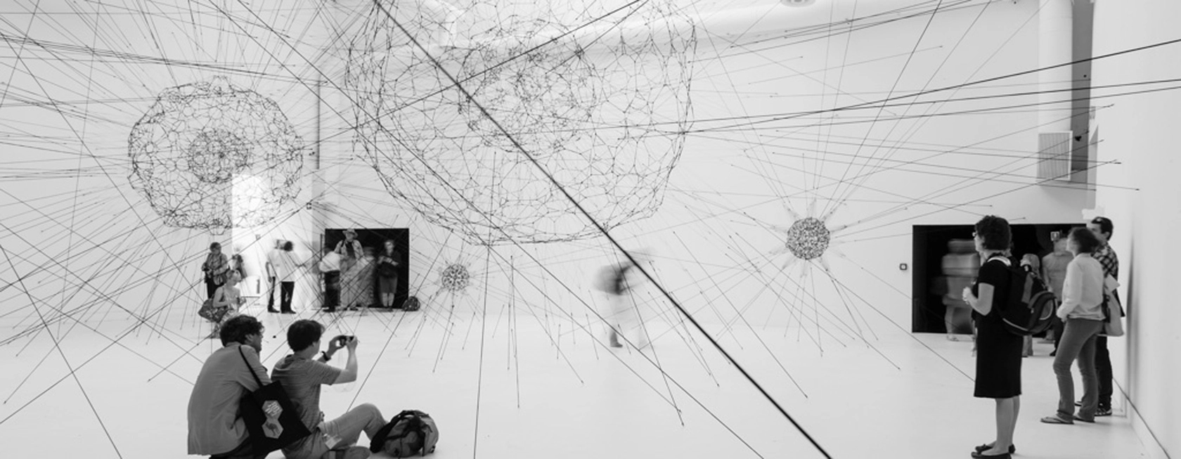 Galaxies Forming Along Filaments, Like Droplets Along the Strands of a Spider's Web, 2009 Elastic ropes Photo &copy; Alessandro Coco