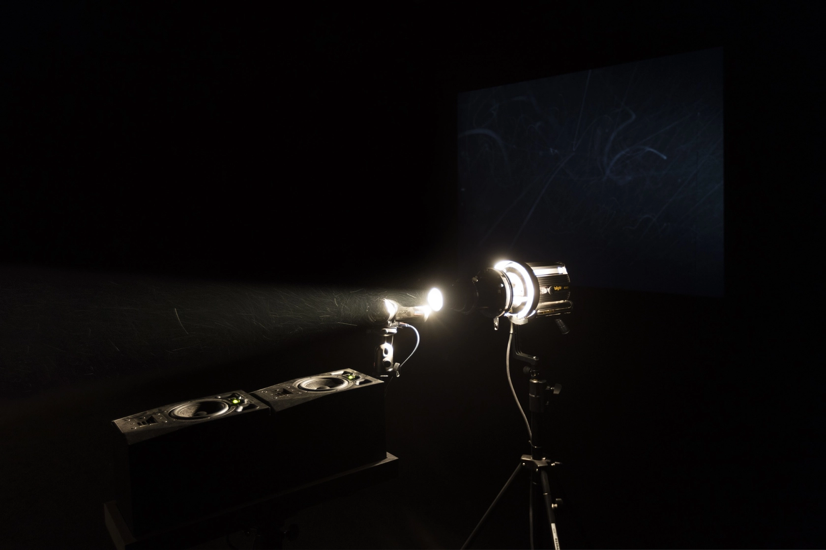 Arachno Concert With Arachne (Nephila senegalensis), Cosmic Dust (Porus Chondrite) and the Breathing Ensemble, 2016 Nephila senegalensis silk, carbon frame,...