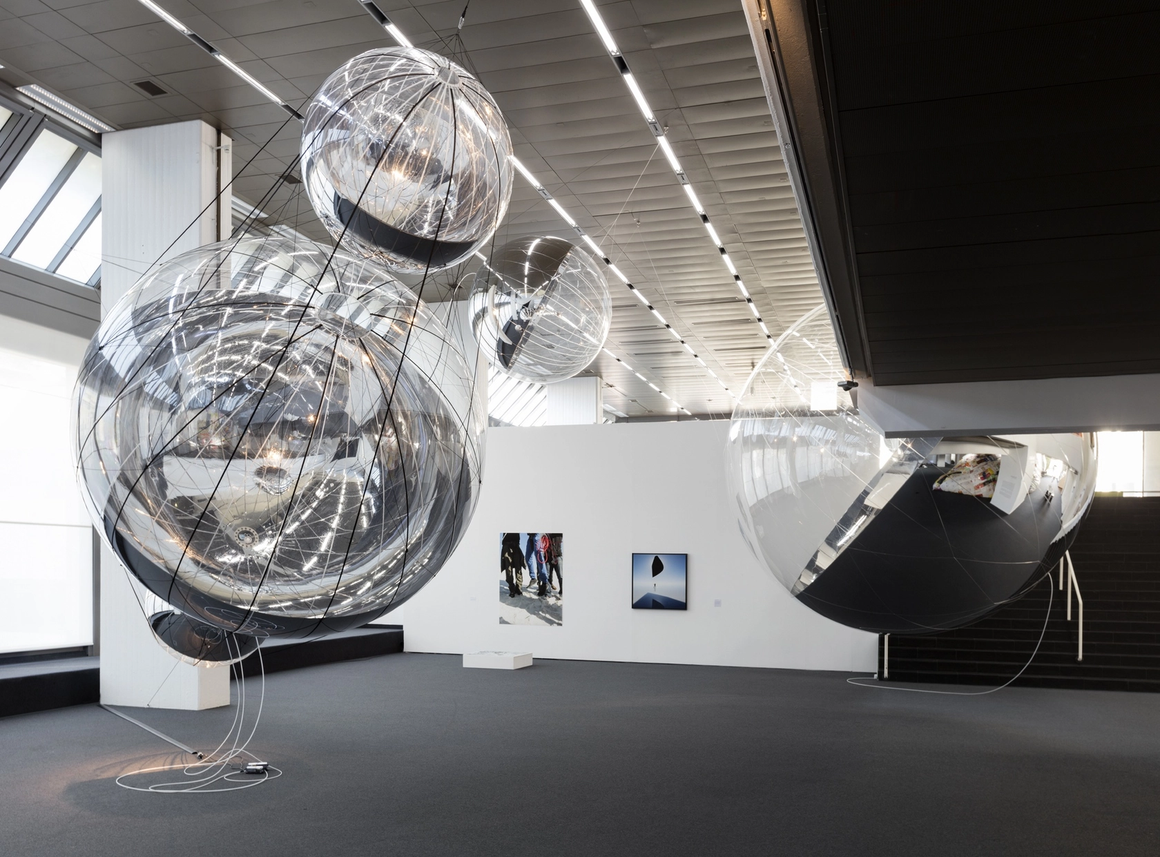 Sunny Day, 2017 Mylar transparent and metalized, tape, pump with overpressure release valve, polyester rope, net, metal ring The inflatable...