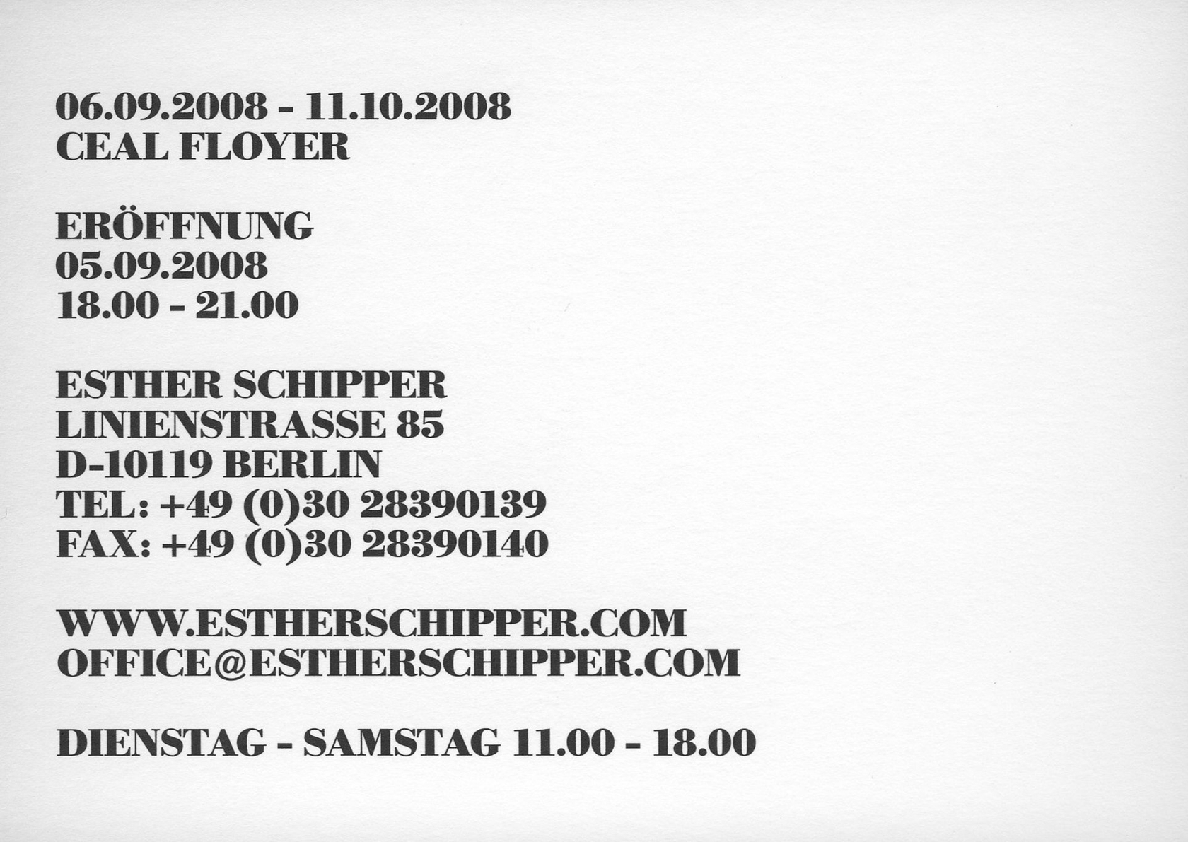 Original exhibition invitation (recto)