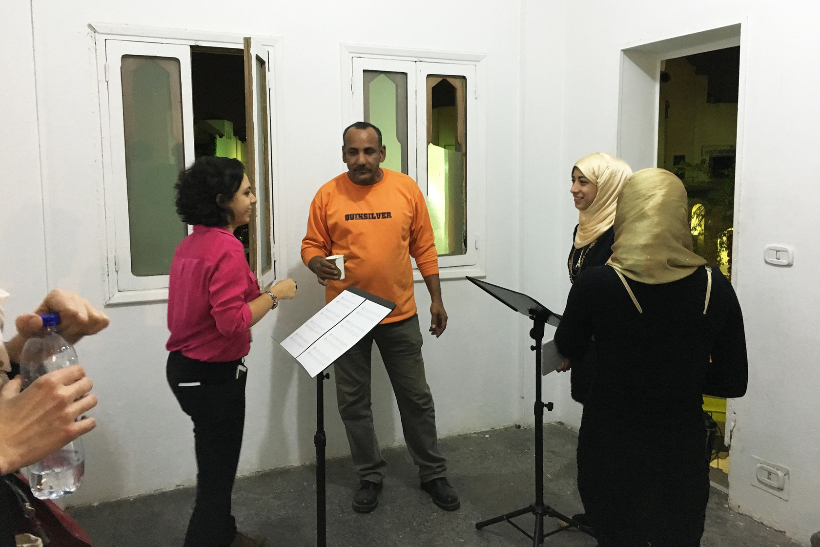 Duet, 2014 2 scores on paper, 2 music stands, pdf file, instructions Photo &copy; Ari Benjamin Meyers