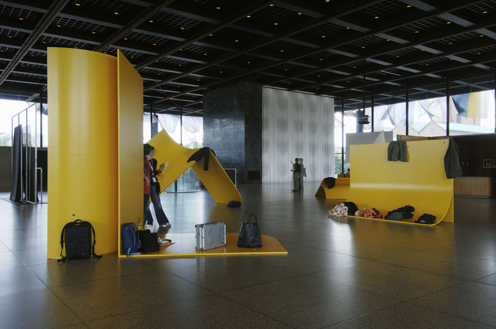 Items in care of items, 2008 3 mm metal sheets, 15 mm steel profiles, painting: RAL 3001 (signalgelb), 70 numbered...