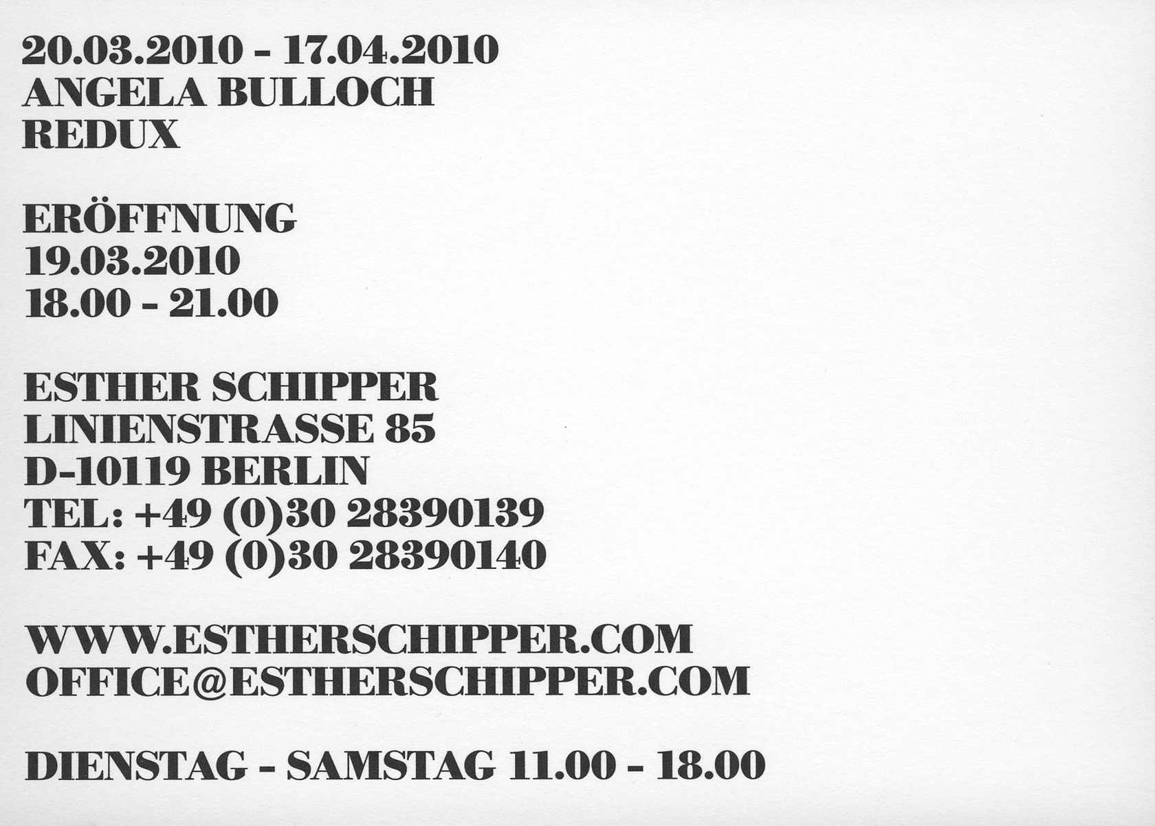 Original exhibition invitation (recto)