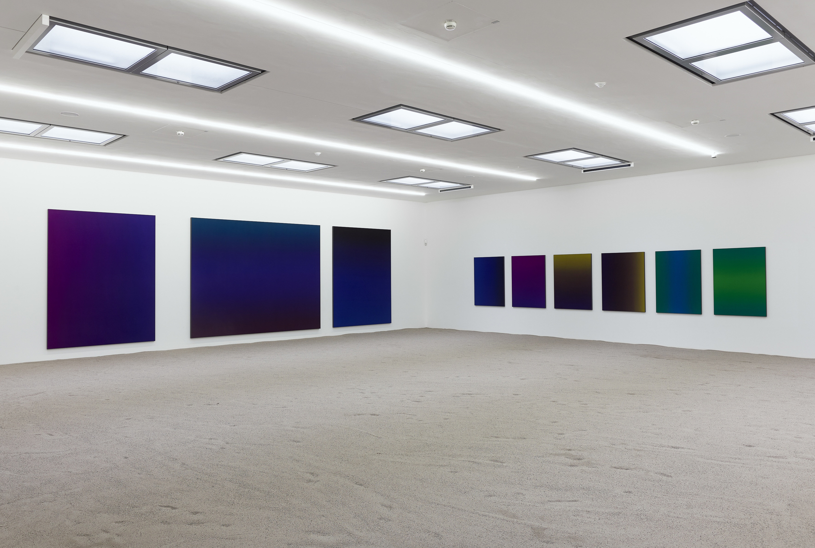 All works: Untitled, 2016 Silk, dye, powder-coated aluminium As it catches the light, the slight sheen of the silk makes...