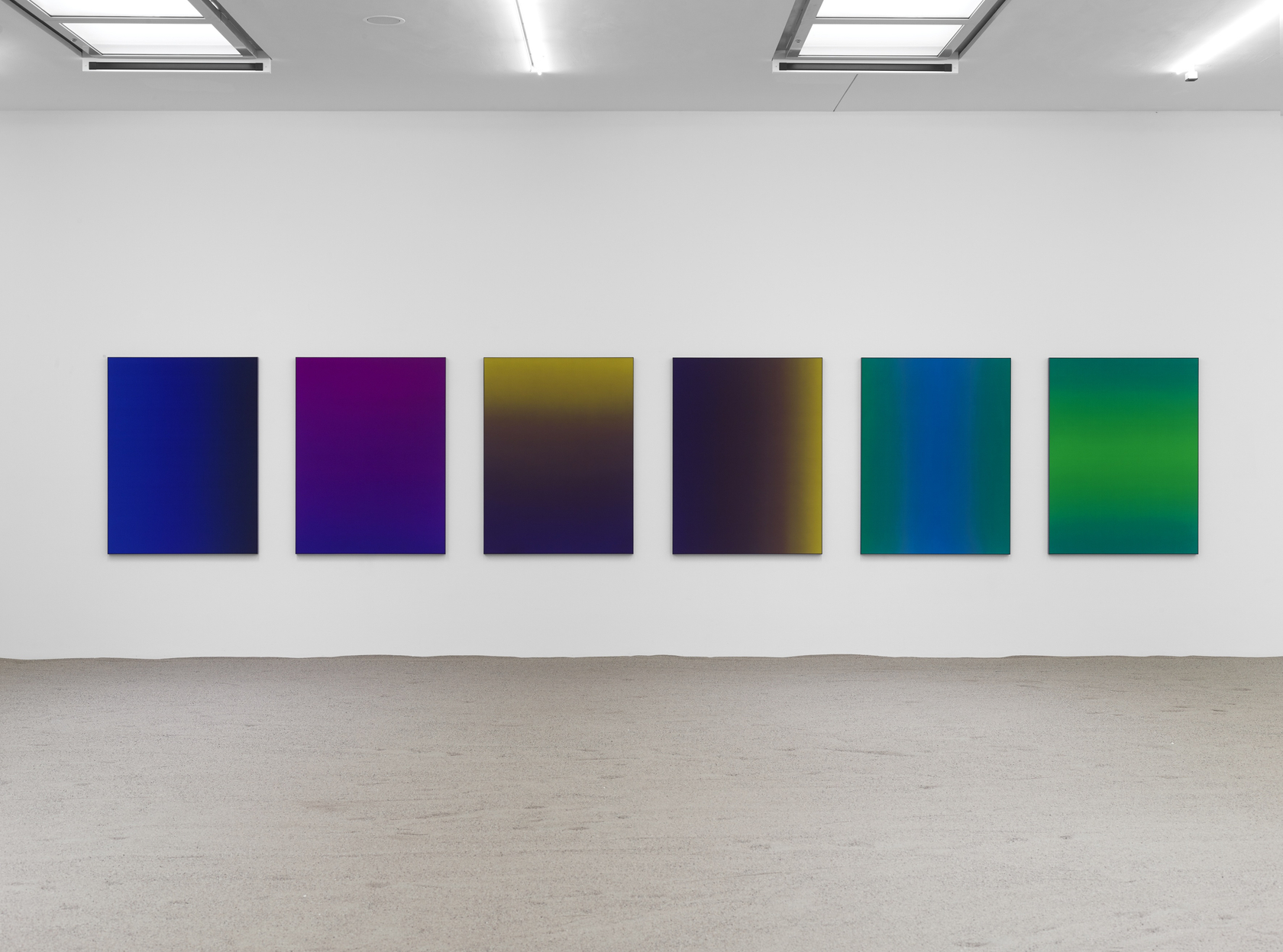 All works: Untitled, 2016 Silk, dye, powder-coated aluminium As it catches the light, the slight sheen of the silk makes...