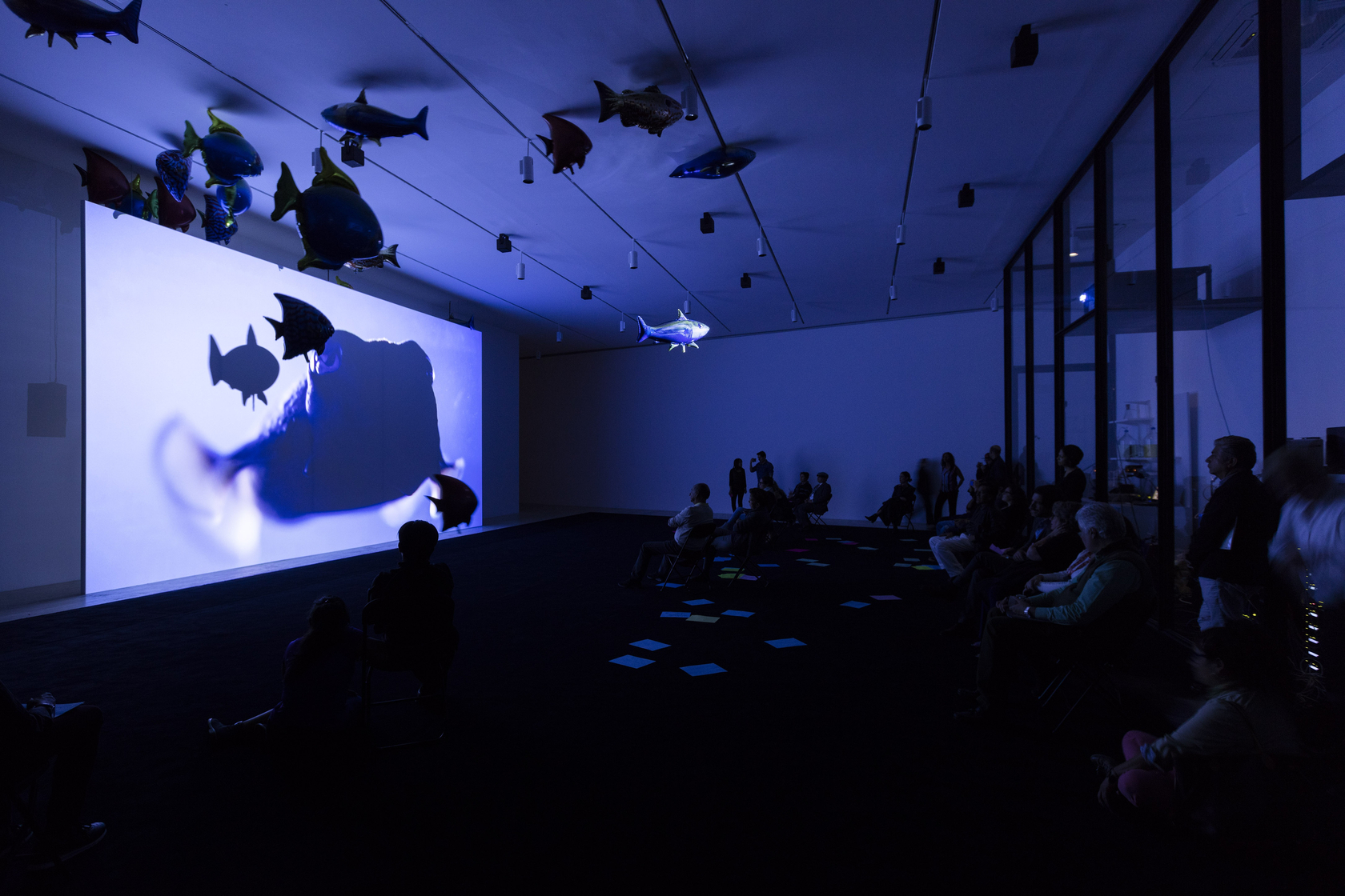 On the screen: Anywhen, 2017 4K digital film, color, sound Duration: 11:02 min On the ceiling: My Room Is Another...