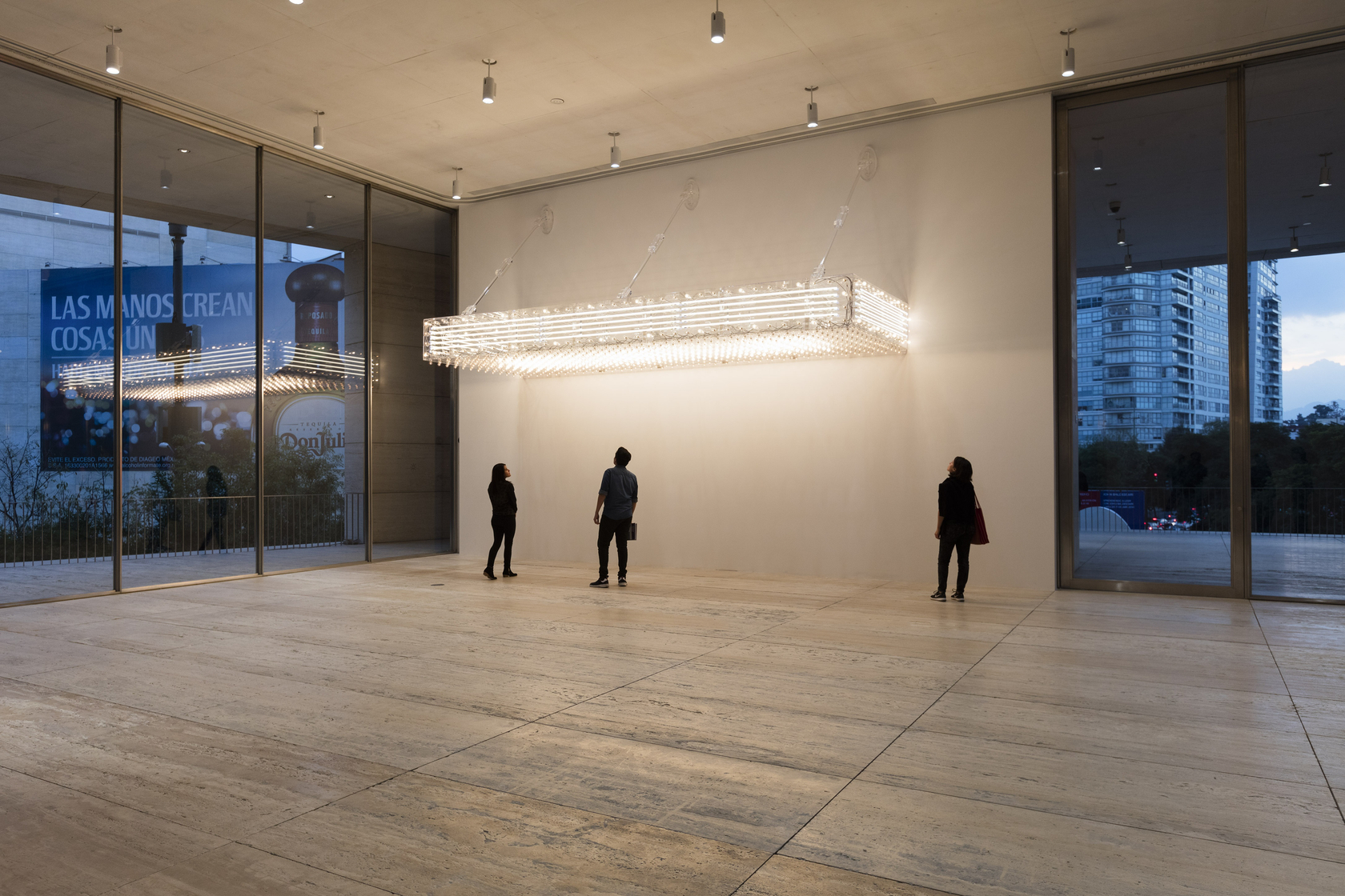 Marquee, 2017 Transparent Plexiglas, bulbs, neons 643,8 x 226,9 x 284,6 cm Collection Jumex Photo &copy; Andrea Rossetti