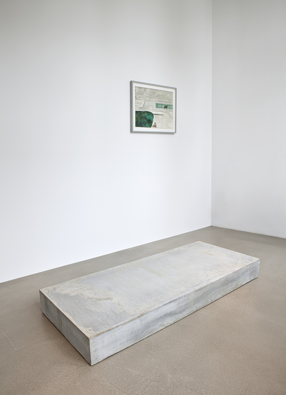 Liege / Bench, 2012 Reinforced concrete, gouache on paper The presence of materials such as concrete, polished steel and mirrors...