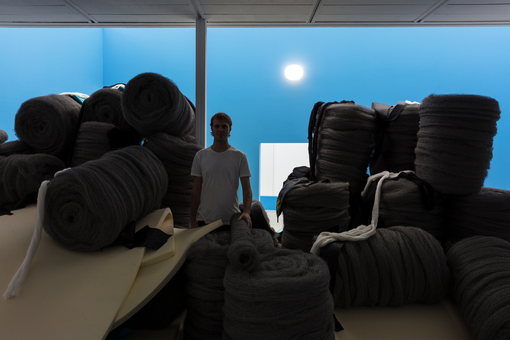 Exhibition view: Jean-Pascal Flavien, house with things behind With inhabitant Felix Utting Heidelberger Kunstverein, Heidelberg, 2018 Photo &copy; Andrea Rossetti