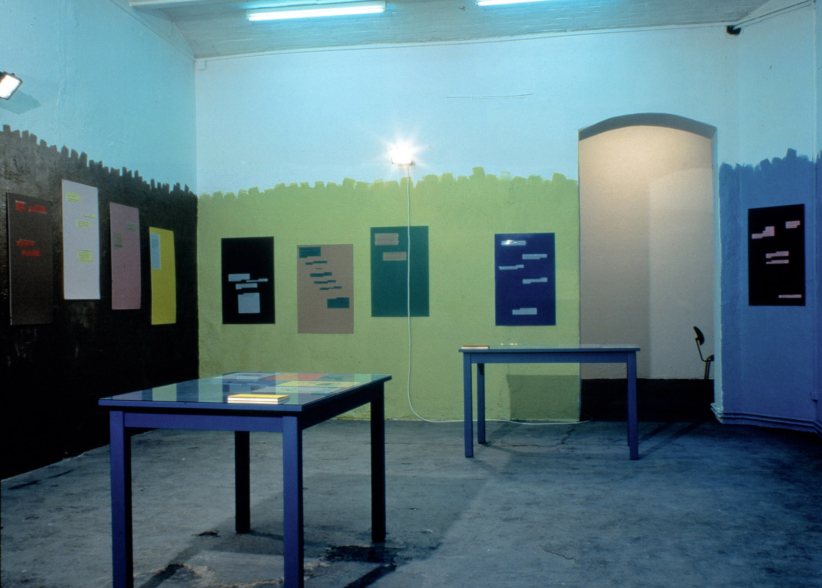 Liam Gilick, Erasmus is Late in Berlin Information Room, 1996. Exhibition view: Erasmus is late in Berlin 'versus' The What...