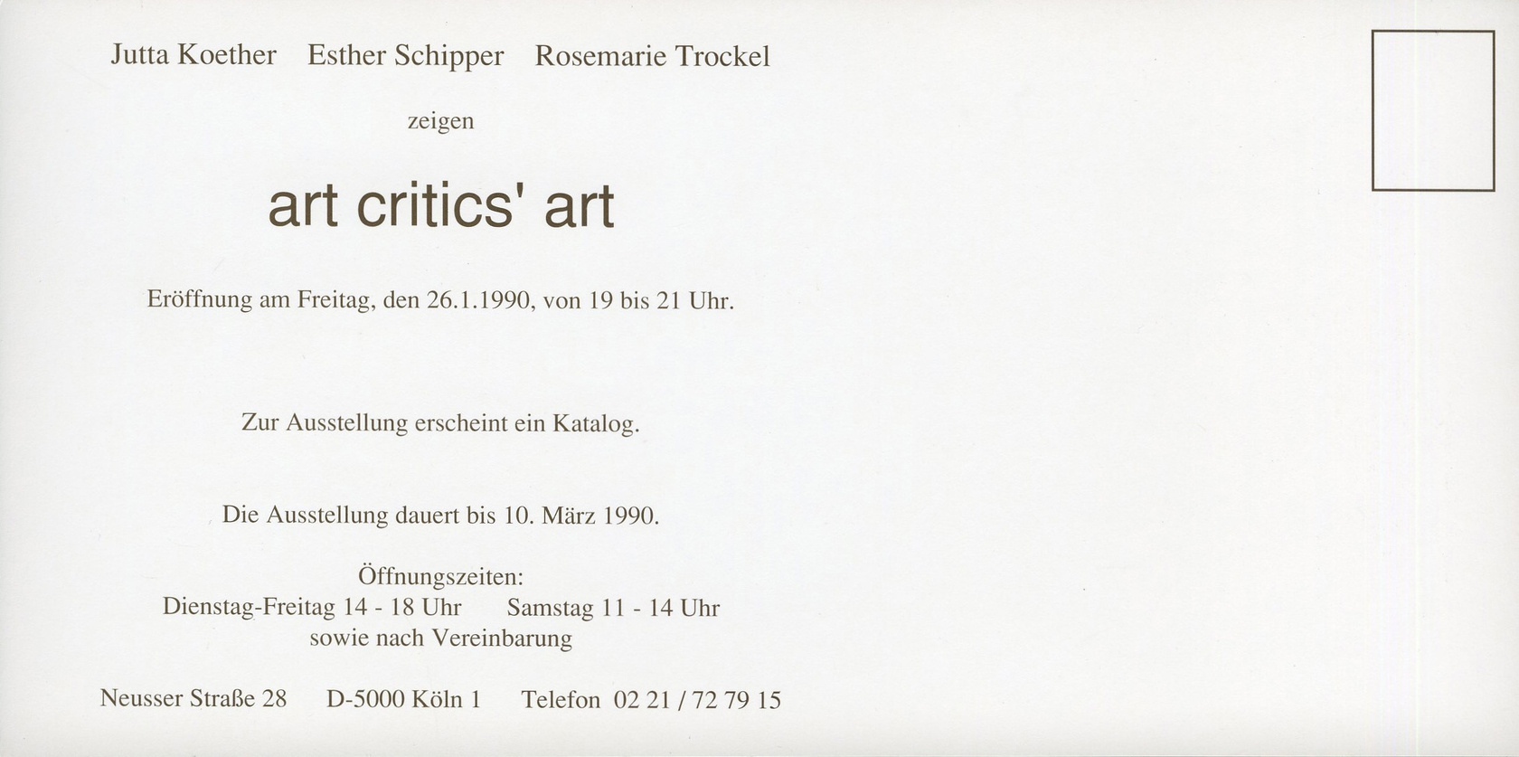 Original exhibition invitation (verso)