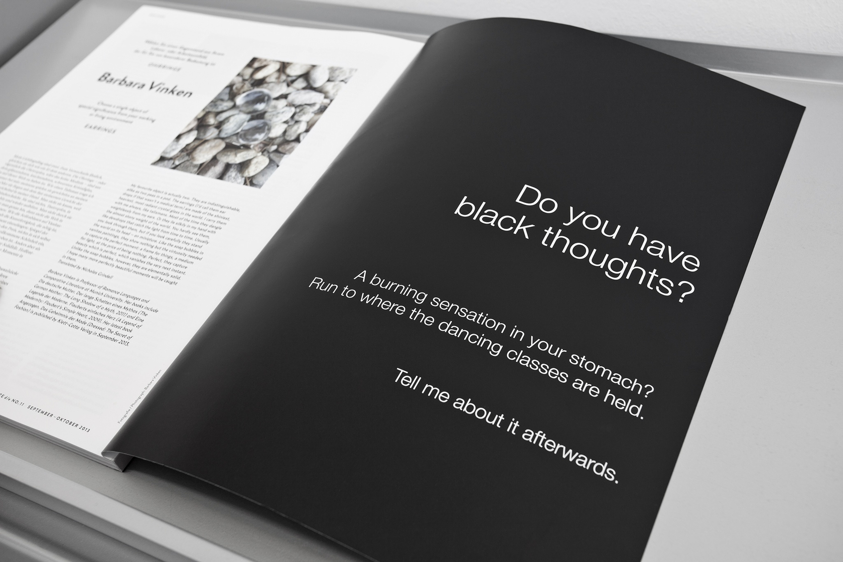 Do you have black thoughts?, Tell me about it afterwards. and Specialist in Funeral Marches, 2013 Advertisement The work pays...