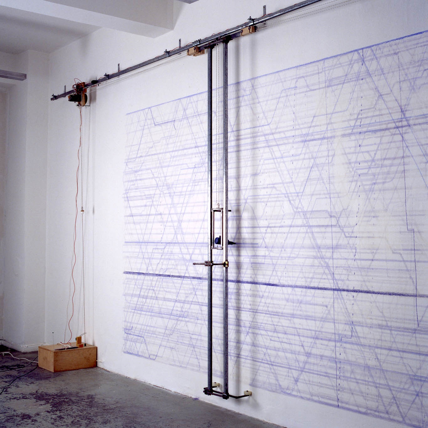 Angela Bulloch, Blue Horizons II, 1990. Exhibition View: Angela Bulloch, Esther Schipper, Cologne, 1990. Photo © Lothar Schnepf