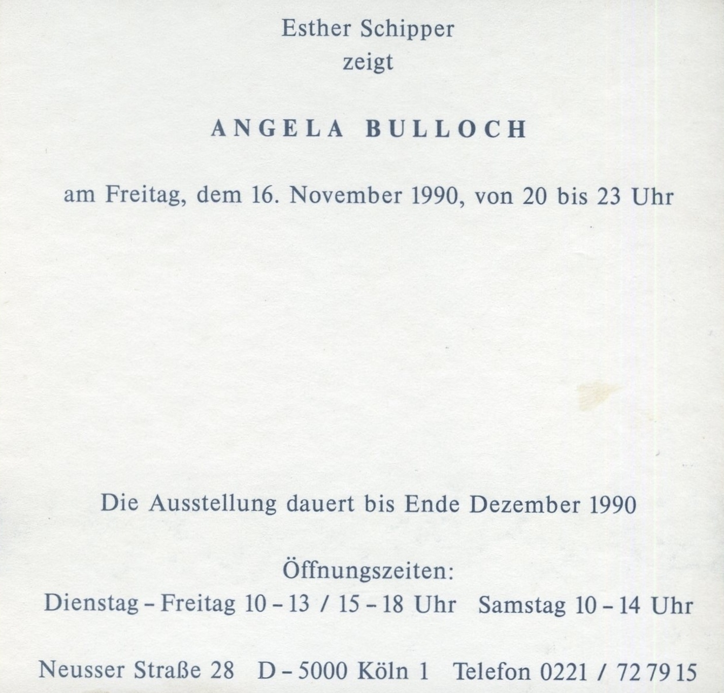 Original exhibition invitation (recto)