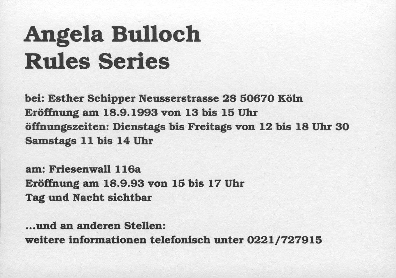 Original exhibition invitation (recto)