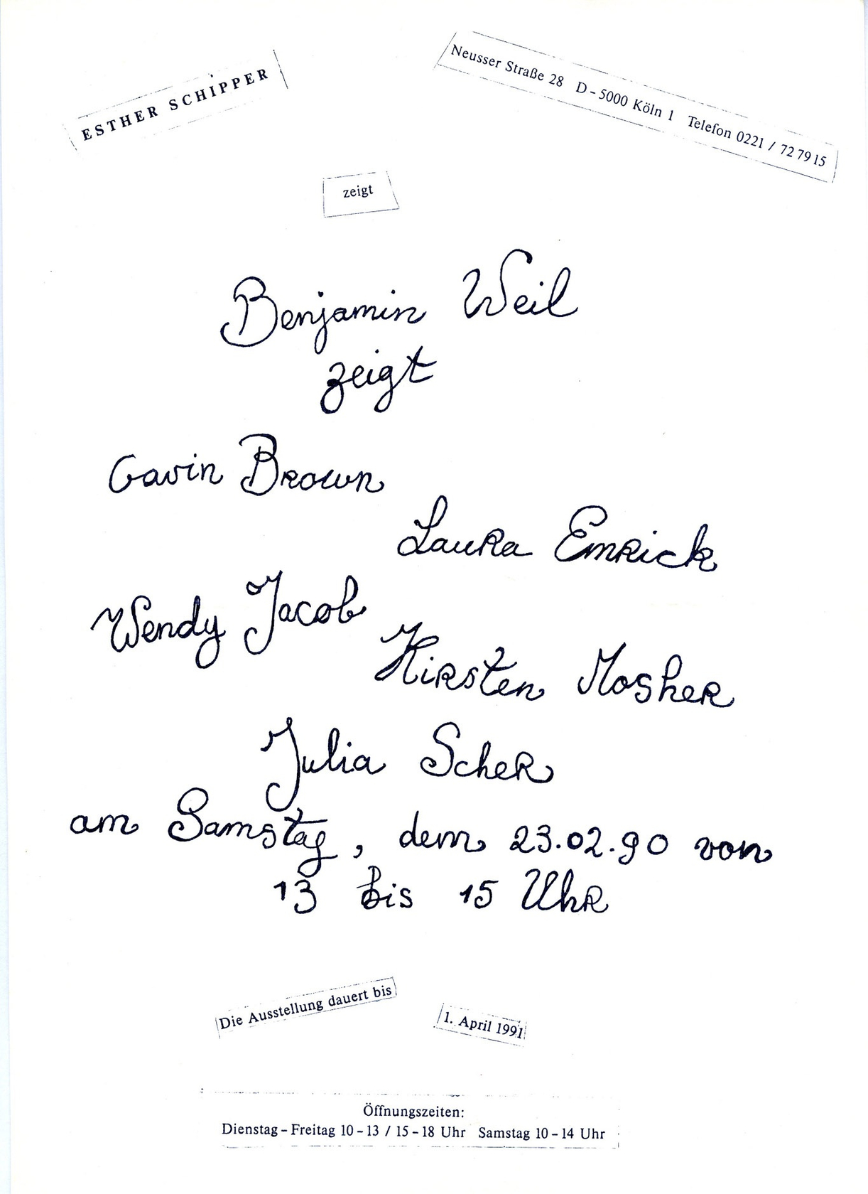 Original exhibition invitation (recto)