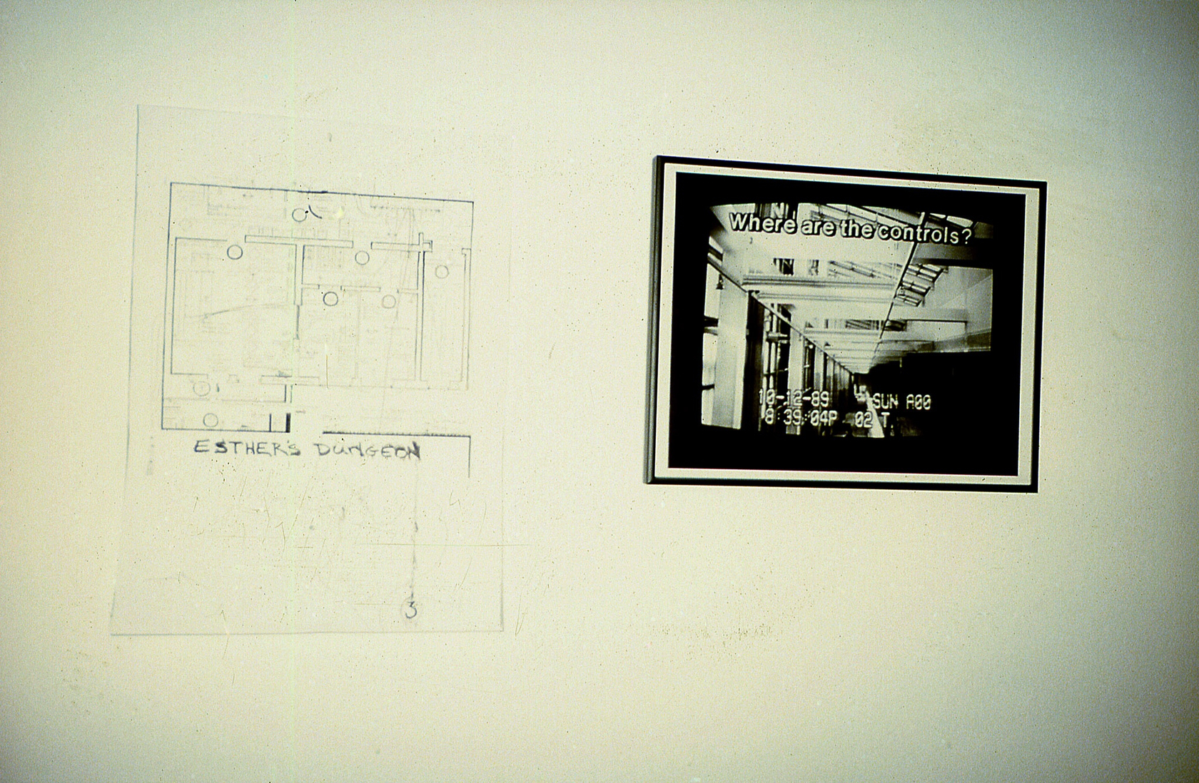 Left: Julia Scher, Esther's Dungeon, 1992. Right: Julia Scher, Occupational Placement, 1989/1990. Exhibition view: (Mami), Esther Schipper, Cologne, 1992. Photo...