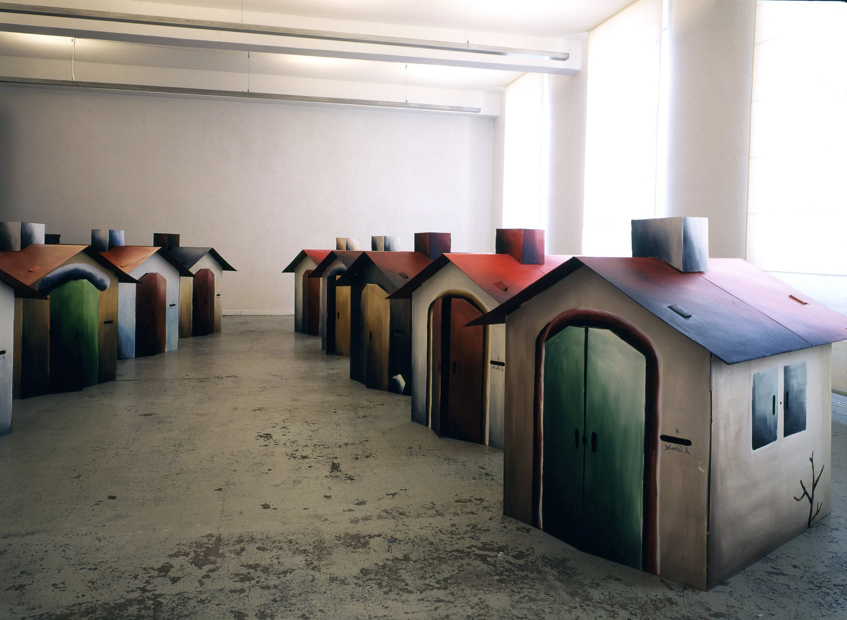 Andreas Schulze, H&auml;user, 1989 (detail). Exhibition view: H&auml;user, Esther Schipper, Cologne, 1989. Photo &copy; Michael Trier