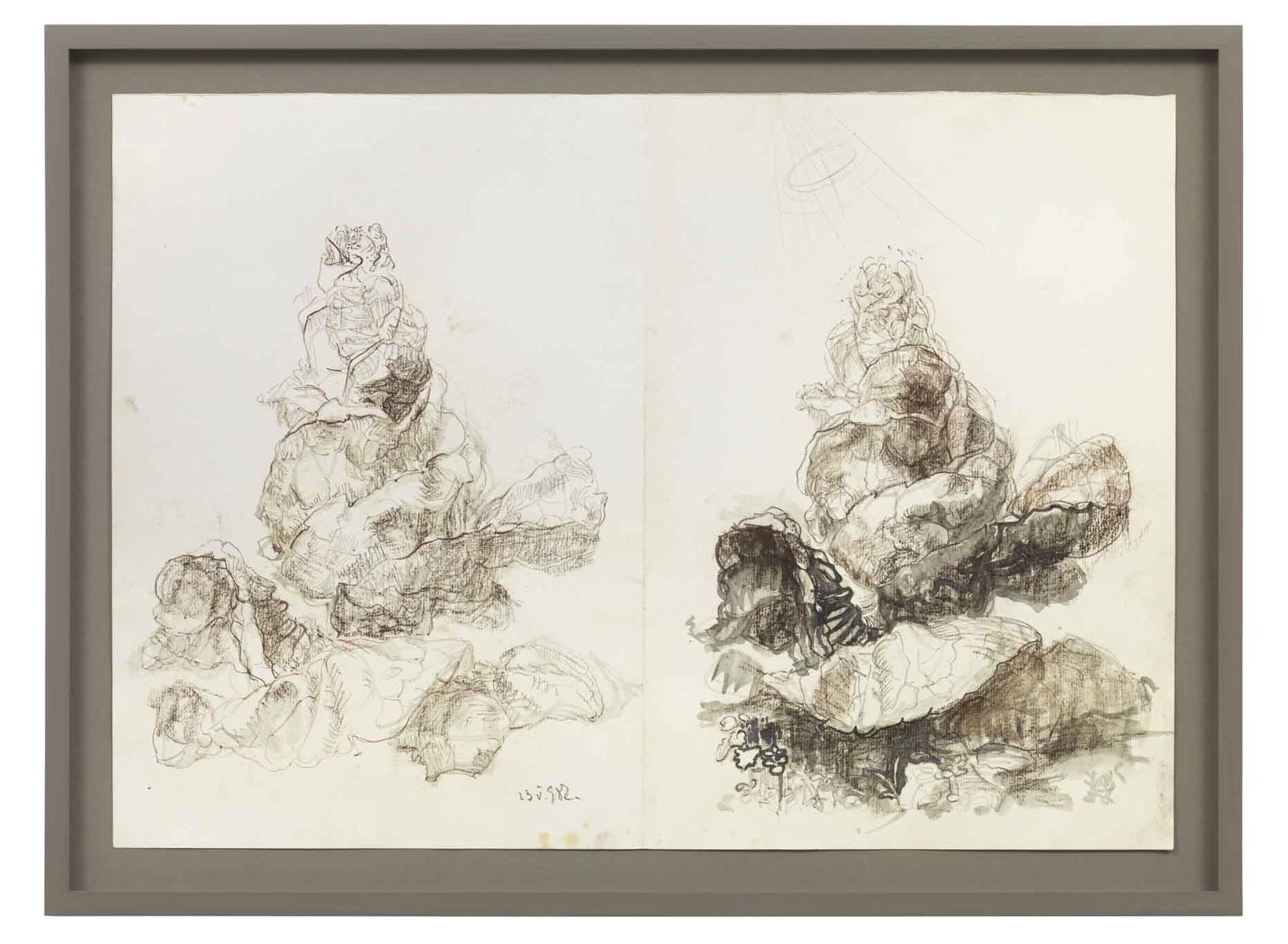 Untitled, 1982 Red chalk, india ink and pencil on paper 46 x 66 cm (unframed) 54 x 73 x 4,2...