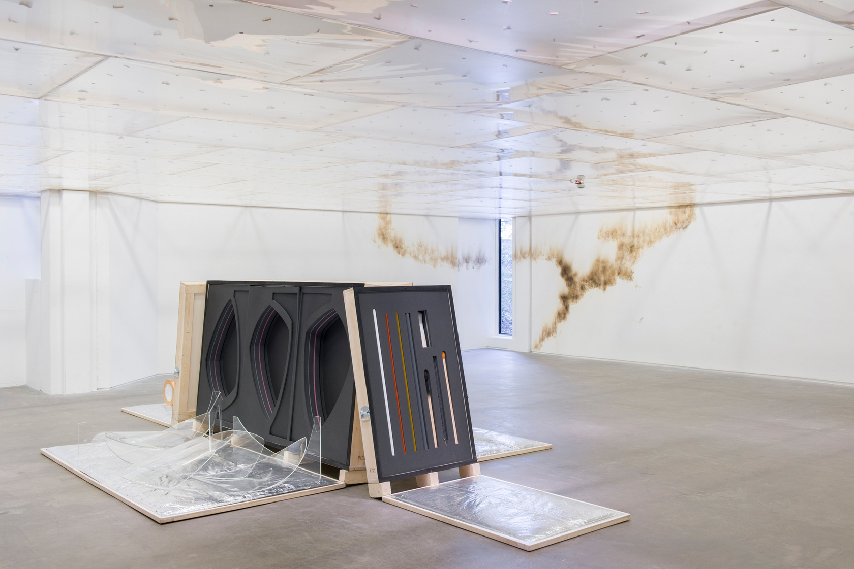 moth wings positive and negative, 2020 (left) Wooden crate with customized CNC cut thermally insulated foam, fiberglass, aluminum 120 x...