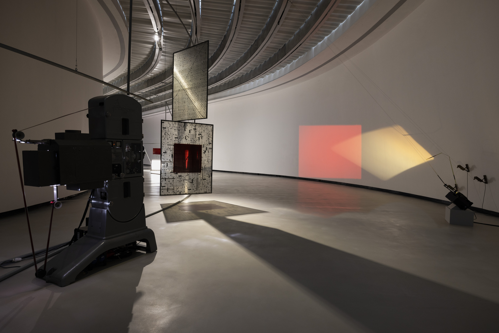 Exhibition view: Rosa Barba, Frame Time Open, MAXXI, Rome. Photo @ Andrea Rossetti